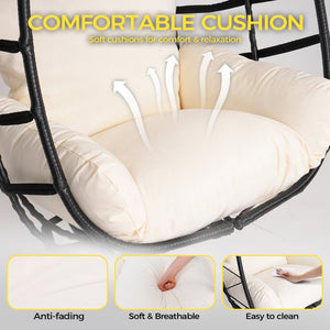 English Elm Egg Hanging Chair with Stand Pe Rattan Swing Seat Washable Cushion Patio Bedroom T5880P497427