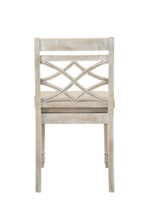 English Elm Fiorella Armless Dining Chair Set of 2 Cushioned Seat Distressed Wood Legs Off White B2749P413295
