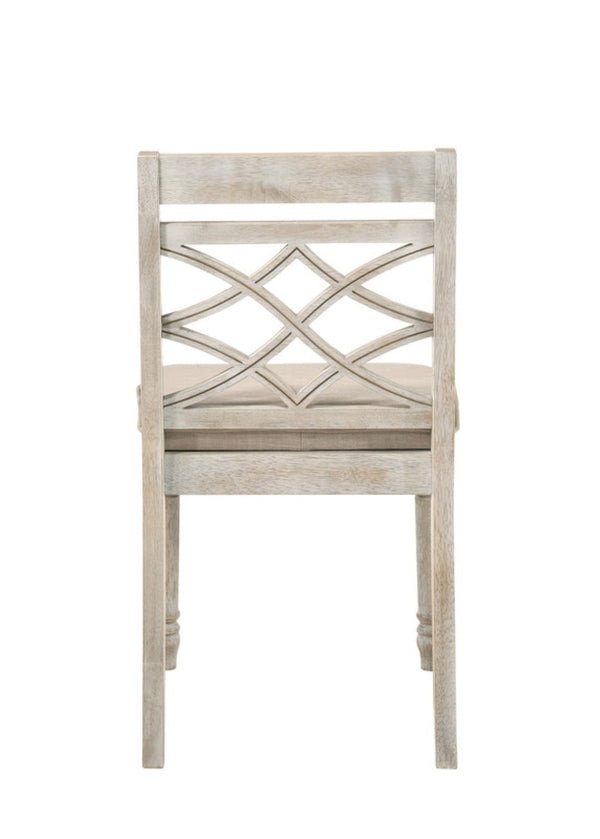 English Elm Fiorella Armless Dining Chair Set of 2 Cushioned Seat Distressed Wood Legs Off White B2749P413295
