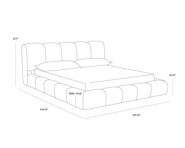 Sunpan OLENA Bed - King Size - Luxurious Modern Upholstered Centerpiece with Plush Cushioning & Support Grey 112525