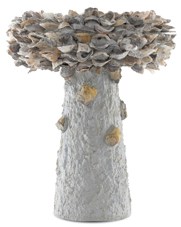 Oyster Shell Bird Bath - Whimsical Outdoor Art Piece Crafted from Natural Materials for Your Garden
