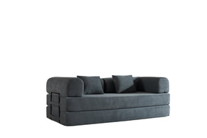 English Elm Convertible Sleeper Sofa Bed with Corduroy Upholstery, 4‑in‑1 Folding Couch Mattress, Space‑Saving Lounge Gray W3434P346243