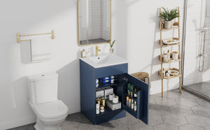 English Elm [video] 20 Inch Freestanding Bathroom Vanity with Ceramic Sink Soft Close Cabinet Blue N759P237946C