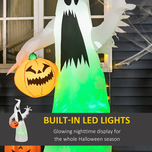 English Elm Homcom 5.9' Inflatable Halloween Ghost With Pumpkin – Led Lawn Decor For Parties & Outdoor Fun! W2225P229418