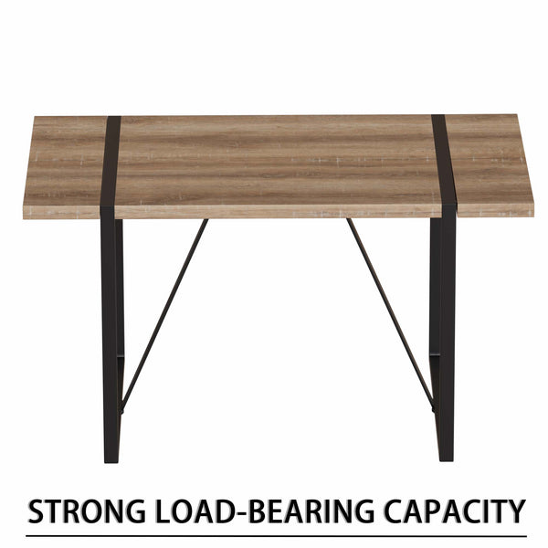 English Elm 55" Modern Mdf Wood Dining Table & 4 Saddle Leather Chairs Set - Eco-Friendly, Stylish & Durable! W2189S00712