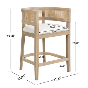English Elm Christopher Knight Home® - Wood Upholstered Arm Counter Stools Set Of 2 - Beige & Natural Ash, Stylish & Comfortable Design N771P265580A