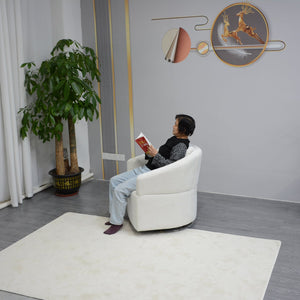 English Elm Modern 360 Degree Swivel Sofa Chair - Beige Velvet Accent, High-Back, Solid Wood Frame, 350lb Capacity W1183P254690