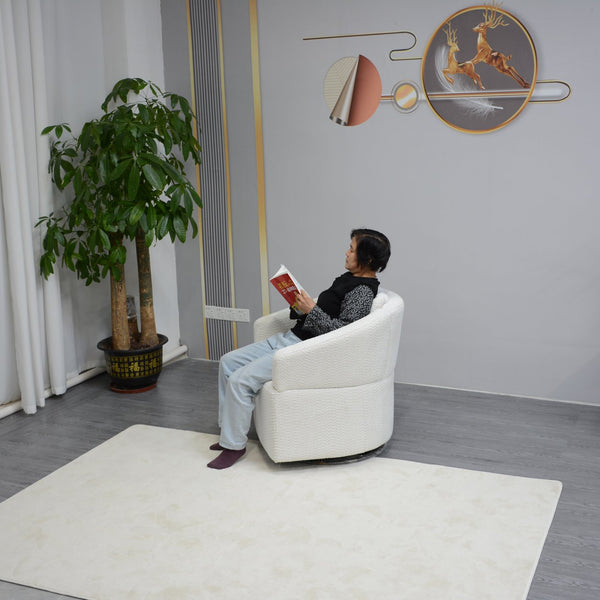 English Elm Modern 360 Degree Swivel Sofa Chair - Beige Velvet Accent, High-Back, Solid Wood Frame, 350lb Capacity W1183P254690