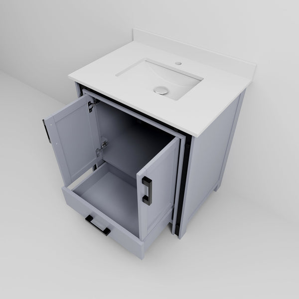 English Elm Dark Grey Bath Vanity 30 in W x 22 in D with Cultured Marble Top, Solid Wood, Soft-Close Drawer, Storage(extra) B2731P260681