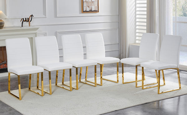 English Elm 6-pack Pu Leather Dining Chairs with Iron Frame and Thick Foam Cushion for Home or Office W2920S00100