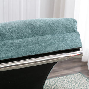 English Elm Linen Ergonomic Massage Chaise Lounge with Remote Control, 140° Recline, Heavy-Duty Frame, 5 Modes Teal W39539623