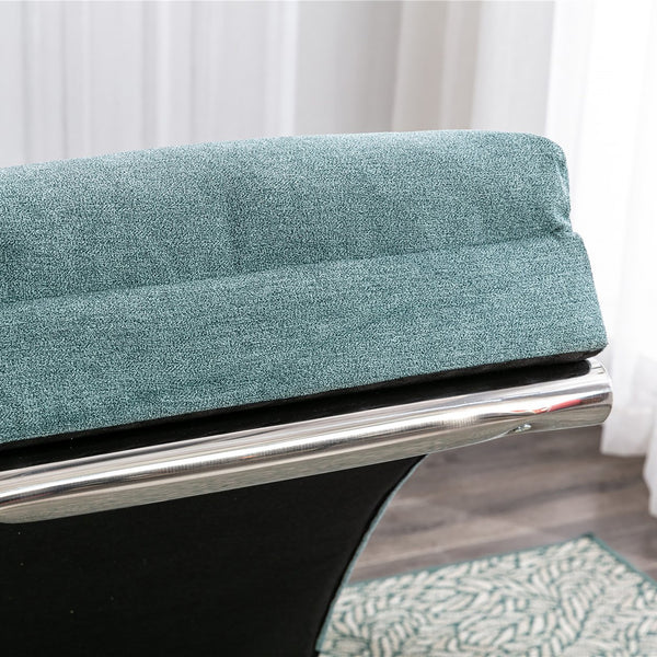 English Elm Linen Ergonomic Massage Chaise Lounge with Remote Control, 140° Recline, Foam Cushion Comfort and Sturdy Frame Teal W39539623