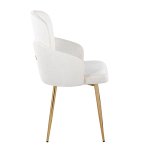 English Elm Dahlia Elegant Dining Chairs Set Of 2 In Cream Velvet & Gold Metal - Luxe Modern Accent Seating B202S01187