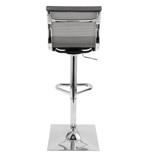 English Elm Mirage Adjustable Barstool with Swivel Grey Faux Leather Mesh, Chrome Base, Counter-to-Bar Height B202P222341