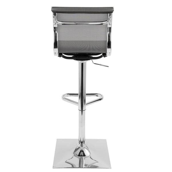 English Elm Mirage Adjustable Barstool with Swivel Grey Faux Leather Mesh, Chrome Base, Counter-to-Bar Height B202P222341