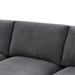 English Elm Corduroy Modular Sectional Sofa with Dual Ottomans for Flexible Living Room Seating Dark Gray B2748S00022