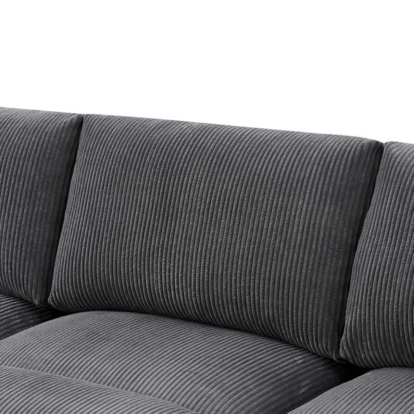 English Elm Corduroy Modular Sectional Sofa with Dual Ottomans for Flexible Living Room Seating Dark Gray B2748S00022