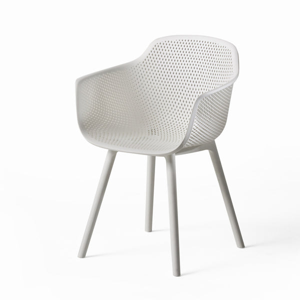 English Elm Christopher Knight Home® - LOTUS modern outdoor dining chair with weather-resistant polypropylene, perforated diamond pattern comfort and stability White 23.5 L x 23.5 W x 22.5 H 69068.00