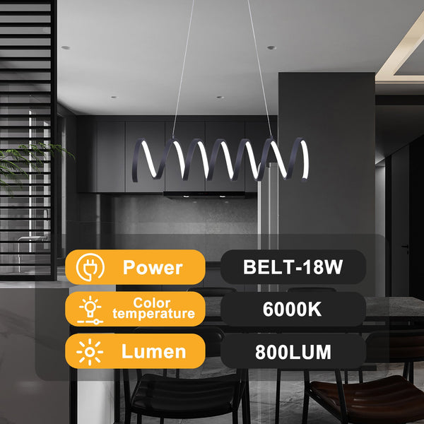 English Elm 23"L Matte Black Spiral Loop Aluminum Pendant Light with Integrated 14W LED, Adjustable 47"-12" Cords, Modern Illuminate B072P220163