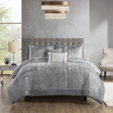 Madison Park Lee Glam/Luxury 5 Piece Crinkle Velvet Comforter Set MP10-8351 Silver