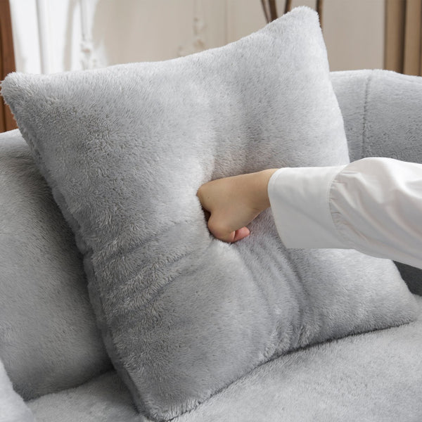 English Elm Full L-Shape Sectional Sofa with Curved Chaise, Modular Chenille Couch, High-Density Comfort for Apartment Living Grey W3612S00005
