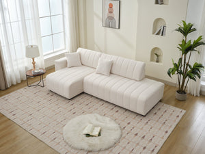 English Elm Scandinavian Channel Tufted L Shaped Sectional Sofa with Plush Foam Cushions B2730S00040