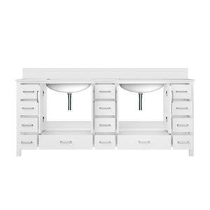 English Elm White Double Bath Vanity With Cultured Marble Top, 84” W X 22” D – Elegant Storage & Style Upgrade B2731P259148-GIGA