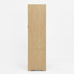 English Elm 2 Door Wardrobe Closet with Full Length Mirror Motion Light Hanging Rod and Drawers Natural W409P266780