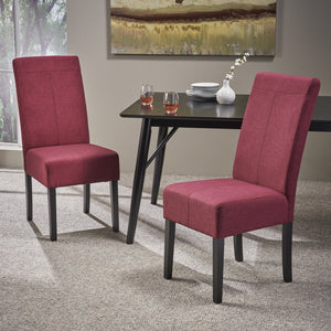English Elm Christopher Knight Home® - PERTICA KD Dining Chair Set of 2 Upholstered Armless T-Stitch Fabric Chairs Minimalist Comfort Design Red 38541.00DRED