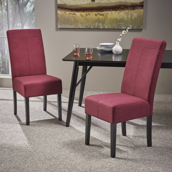 English Elm Christopher Knight Home® - PERTICA KD Dining Chair Set of 2 Upholstered Armless T-Stitch Fabric Chairs Minimalist Comfort Design Red 38541.00DRED