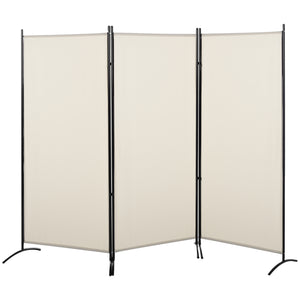 English Elm HOMCOM 6' 3-Panel Room Divider Folding Privacy Screen, Beige Polyester, Metal Frame, Portable Elegant Room Partition 99.5" x 71.75" W2225P173944