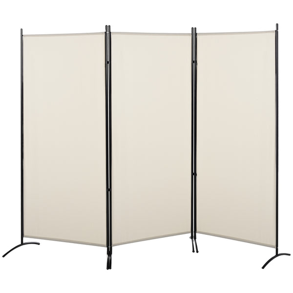 English Elm HOMCOM 6' 3-Panel Room Divider Folding Privacy Screen, Beige Polyester, Metal Frame, Portable Elegant Room Partition 99.5" x 71.75" W2225P173944
