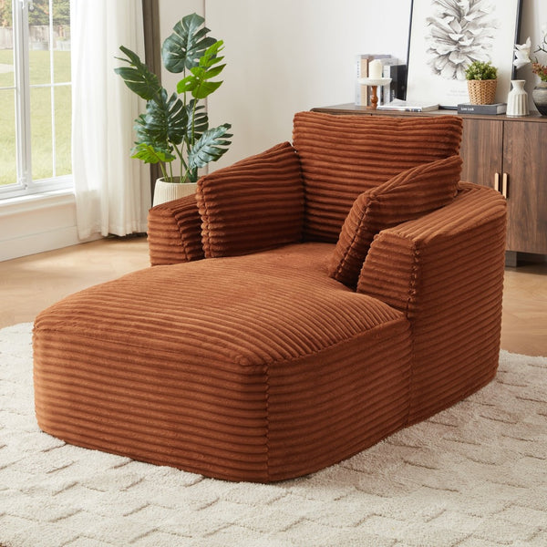 English Elm Oversized Corduroy Chaise Lounge Chair - Cozy, Modern, No Assembly, Perfect For Living Rooms & Dorms W2339P317974-GIGA