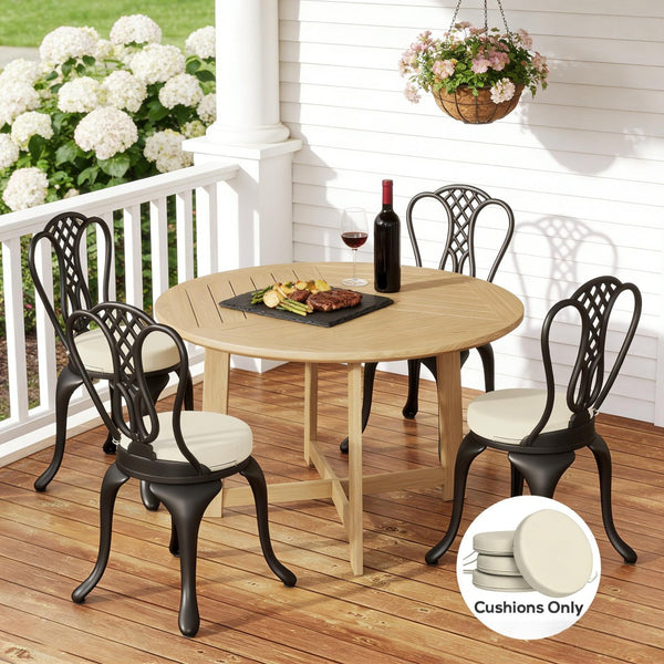 English Elm Soft Round Dining Chair Cushions Set of 4 with Washable Covers and Foam Padding Cream White T3971P443064