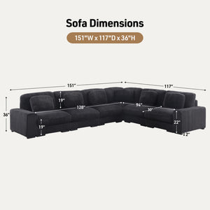 English Elm Lianne Channel Tufted Corduroy Modular Sectional with Deep Seats for Modern Living B2749S00043