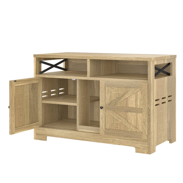 English Elm GO Double Cat Litter Box Enclosure Furniture Table for 2 Cats — Farmhouse Hidden Washroom, Brown N704P270702D