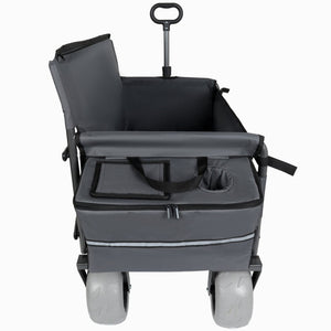 English Elm 3-in-1 Folding Wagon with Convertible Bench Seat Steel Frame 500lb All Terrain Gray W2932P390466