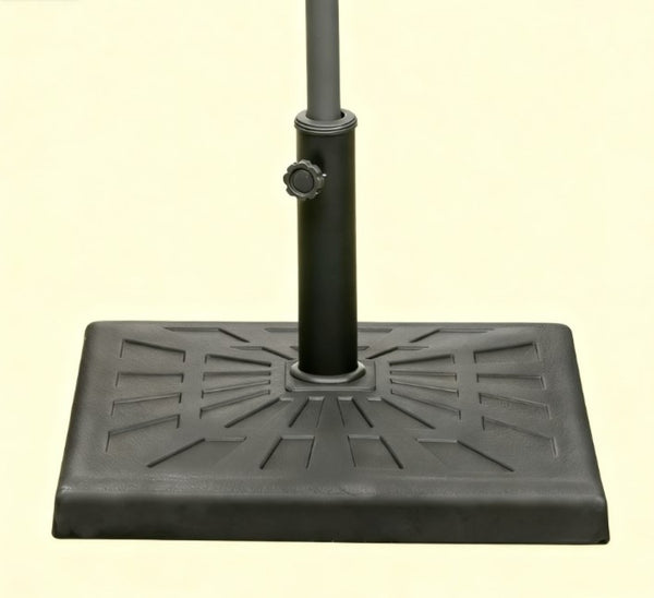 English Elm Square Resin Patio Umbrella Base 42 Lb Cast Iron Core Matte Black Freestanding Stand T3971P427403