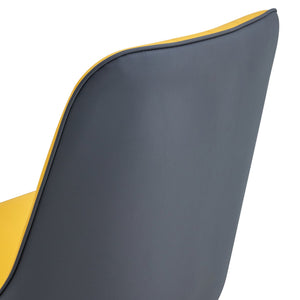 English Elm A modern dining chair with curved PU leather backrest, padded seat and sturdy black metal legs for comfort and style Yellow+Grey 33.86 L x 28.35 W x 18.5 H W1512P390898