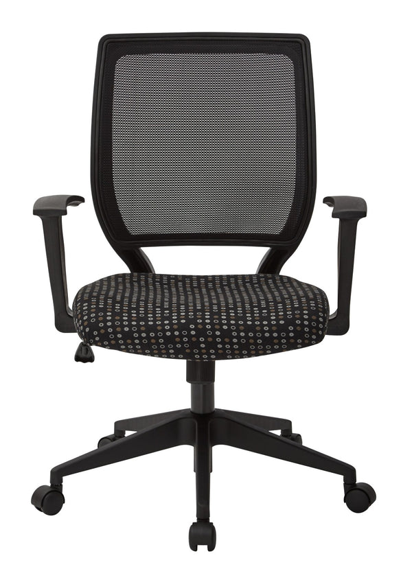 OSP Home Furnishings Screen Back Mesh Task Chair with Lumbar Support and T Arms for Home Office Use Onyx EM51022N-K101