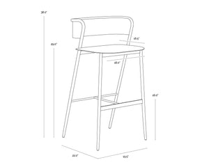 Sunpan Keanu Sleek Modern Barstool with Antique Brass Finish and Unique Starburst Design for Stylish Spaces Gunmetal