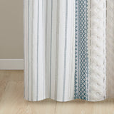 INK+IVY Imani Mid-Century Cotton Printed Shower Curtain with Chenille II70-1319 White/Navy