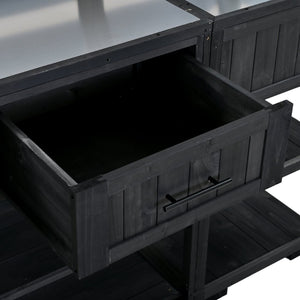 English Elm Topmax Modular Fir Wood Outdoor Kitchen Cart Stainless Steel Prep Station Black N717P417963B