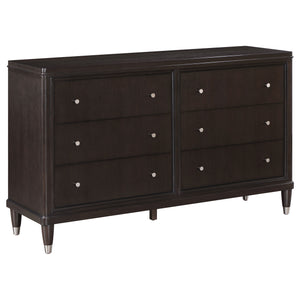 English Elm Niguel Brown 6-Drawer Dresser with Silver-Tone Hardware, Contemporary Wide Top, Generous Storage & Chic Trim Details B062P354066