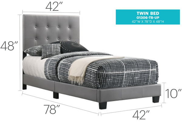 English Elm Caldwell Queen Bed with Button Tufted Faux Leather Headboard, Modern Upholstered Frame, 82"D DARK GREY 5.5 L x 44 W x 25 H B078107977