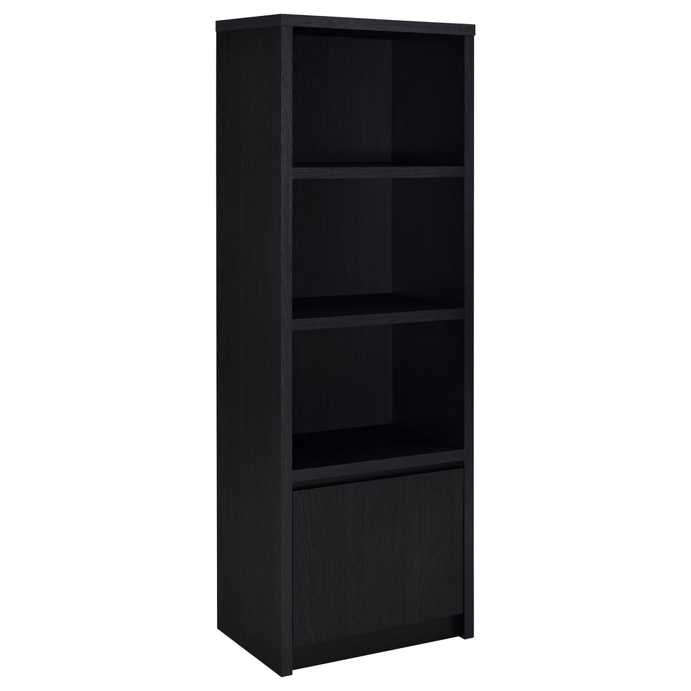 English Elm Sloat Slim Black 3-Shelf Media Tower with Cabinet — Vertical Entertainment Pier for Organized Living B062P375569