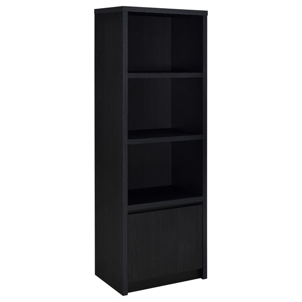English Elm Sloat Slim Black 3-Shelf Media Tower with Cabinet — Vertical Entertainment Pier for Organized Living B062P375569