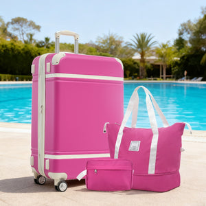 English Elm Hardshell Abs Suitcase Set with Tsa Lock Spinner Wheels Expandable 28 Inch Travel Pink N732P193485H