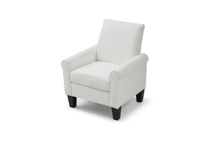 English Elm Vineland High Back Faux Leather Accent Chair with Tailored Piping for Modern Living White B078P497923