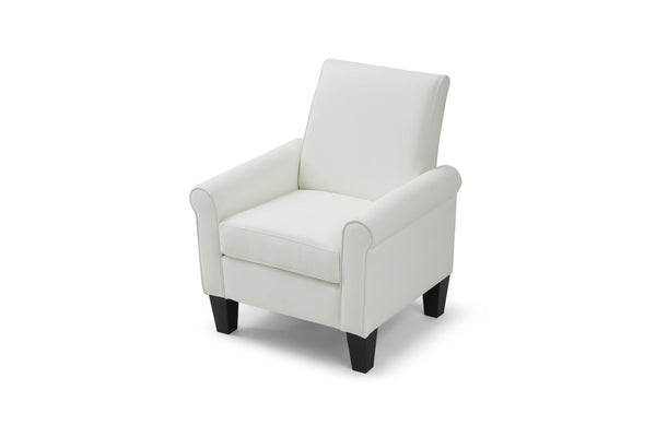 English Elm Vineland High Back Faux Leather Accent Chair with Tailored Piping for Modern Living White B078P497923